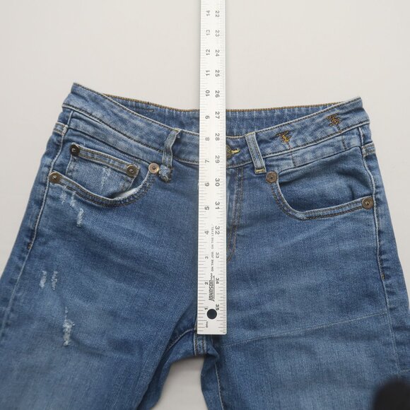 R13 Boy Straight Jeans in Bayliss w Rips Size 25 - Picture 13 of 15